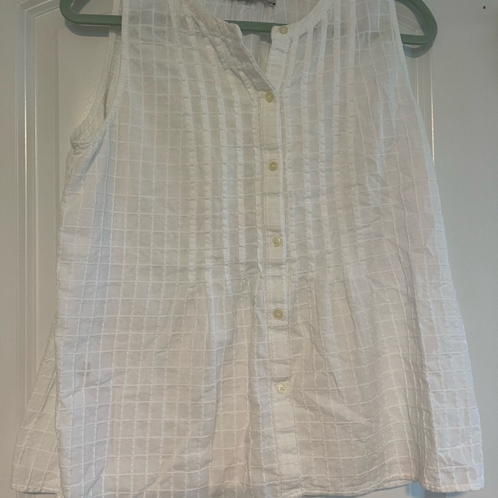 White Sleeveless Button-Up Top